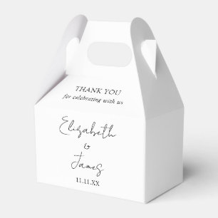Svart och vit chic script bröllop tack kort presentaskar