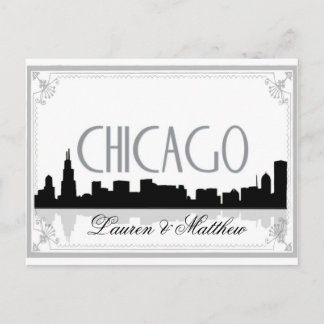 Svart och vit Chicago-skyline Vykort