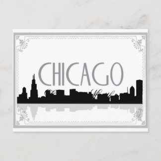 Svart och vit Chicago-skyline Vykort
