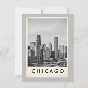 Svart och vit chicago vykort