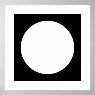 Svart och vit cirkel, enkel geometrisk design. poster