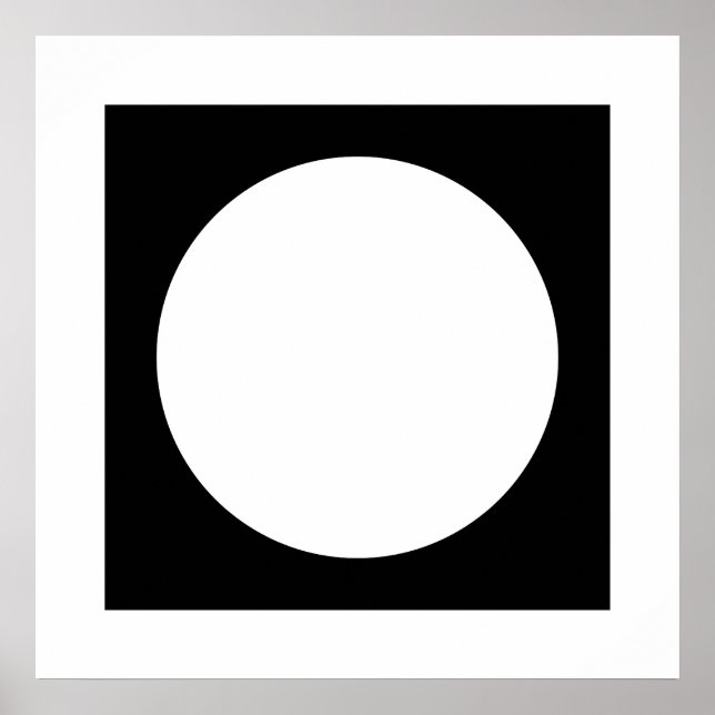 Svart och vit cirkel, enkel geometrisk design. poster (Framsidan)