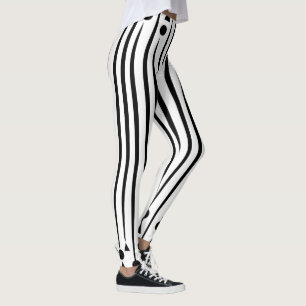 Svart och vit cirkel triangel randigt mönster leggings