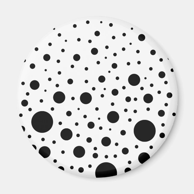 Svart och vit cirkeldesign magnet (Framsidan)