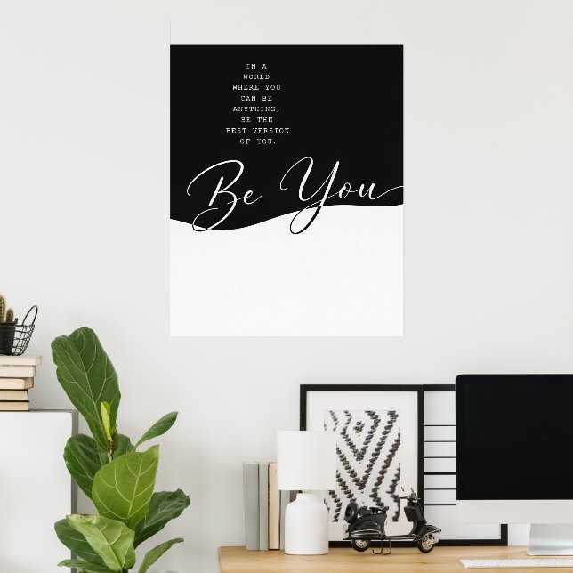 Svart och vit citatposter – minimalistisk vägg poster (Hemmakontoret)