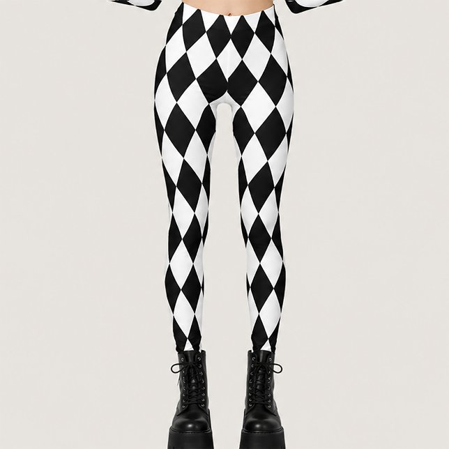 Svart och vit clown diamant gotisk leggings (Skapare uppladdad)
