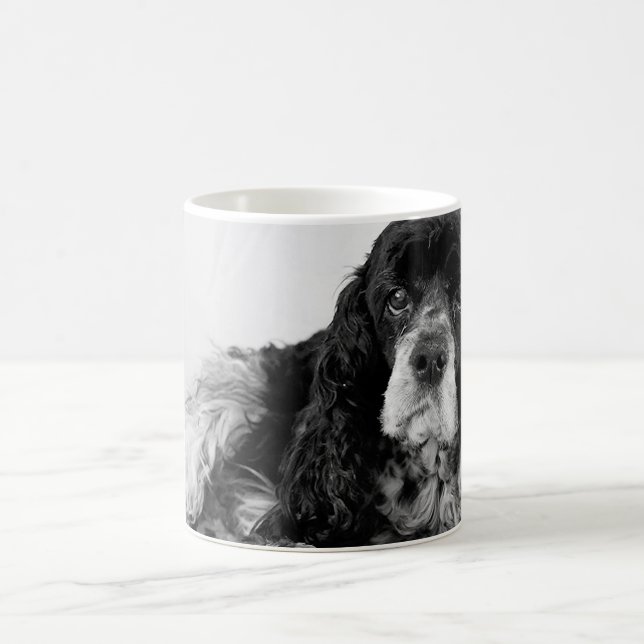 Svart och vit Cocker Spaniel Foto Kaffemugg (Center)