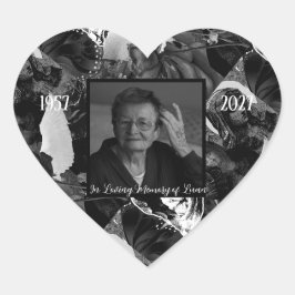 Svart och vit collage katolsk kristen foto hjärtformat klistermärke