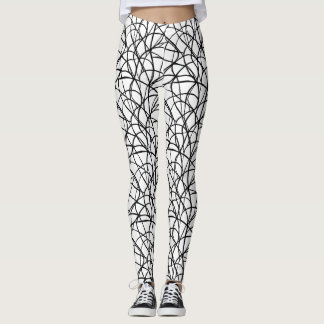 Svart och vit Contemporary Line Art Leggings