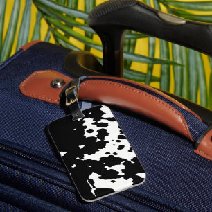 Svart och vit Cowhide Cowboyutskrift Bagagebricka