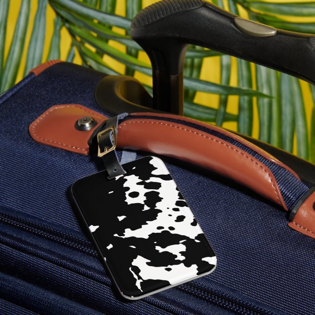 Svart och vit Cowhide Cowboyutskrift Bagagebricka (Framsida Insitu 1)