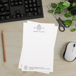 Svart och vit cupkaka-Anpassningsbar Letterhead Brevpapper