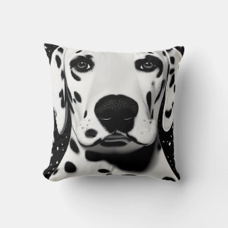 Svart och vit Cute Retro Dalmatian Puppy Kudde