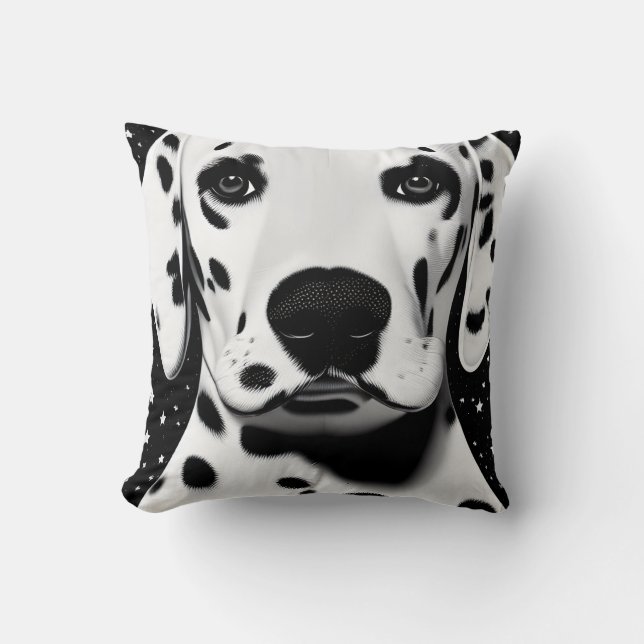 Svart och vit Cute Retro Dalmatian Puppy Kudde (Framsida)