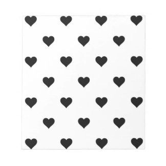 Svart och vit Cute Simple Heart Mönster Anteckningsblock
