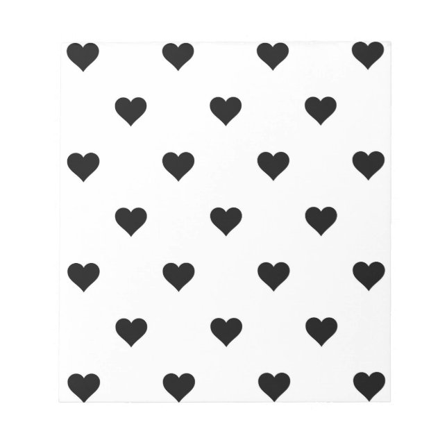 Svart och vit Cute Simple Heart Mönster Anteckningsblock (Framsida)