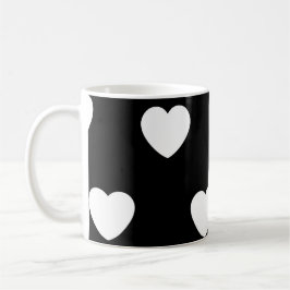 Svart och vit Cute Simple Heart Mönster Kaffemugg