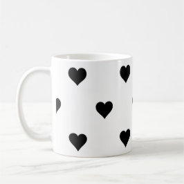 Svart och vit Cute Simple Heart Mönster Kaffemugg