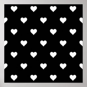 Svart och vit Cute Simple Heart Mönster Poster