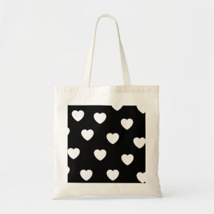 Svart och vit Cute Simple Heart Mönster Tygkasse