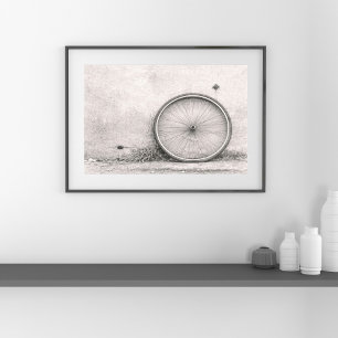 Svart och vit cykelhjulet konsttryck – Minimali Poster