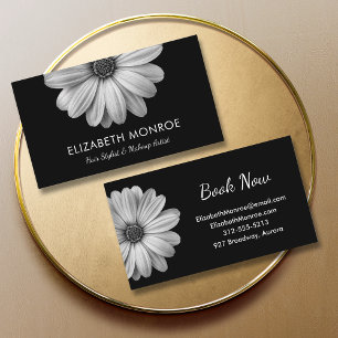 Svart och vit Daisy Hair Stylist Makeup Salon Visitkort