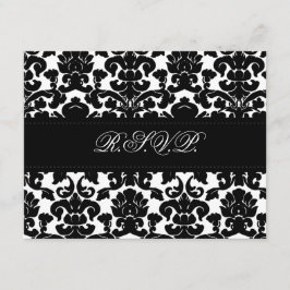 Svart och vit damask svarskort OSA kort