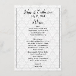 Svart och vit Damask Wedding Bord Menu Meny