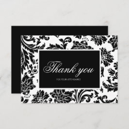Svart och vit damast tacksamhetskort tack kort