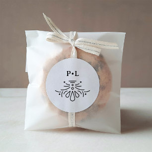Svart och vit Deco Elegant Monogram Bröllop Runt Klistermärke