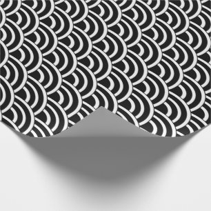 Svart och vit deco, små fläkt-snäckor presentpapper