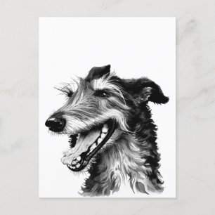 Svart och vit Deerhound Cute Hound Vykort