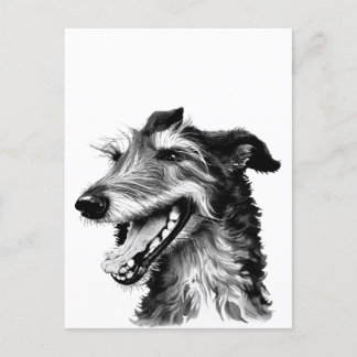 Svart och vit Deerhound | Cute Hound Vykort