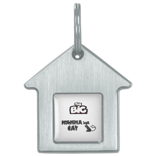 Svart och vit design för kattkort ID-bricka husdjur (Framsidan)