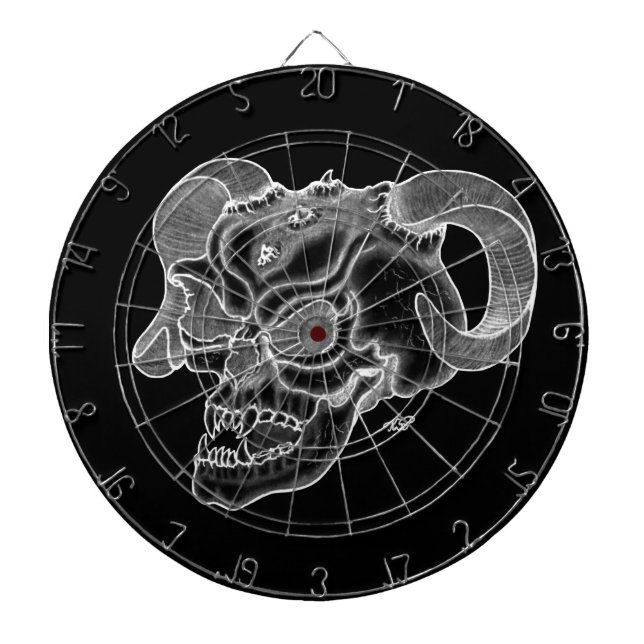 Svart och vit design i Skull Djävulen Darttavla (Framsidan)