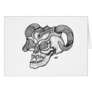 Svart och vit design i Skull Djävulen Hälsningskort