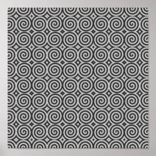 Svart och vit design. Mönster i Spiral. Poster