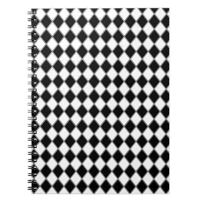 Svart och Vit Diamant Argyle Mönster Anteckningsbok (Framsidan)