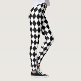 Svart och Vit Diamant Argyle Mönster Leggings