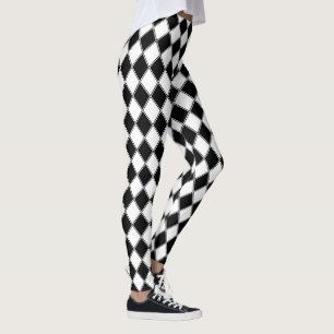 Svart och Vit Diamant Argyle Mönster Leggings