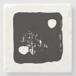 Svart och vit dice #2 Rustic Linocut Stenunderlägg