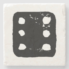 Svart och vit dice #6 Rustic Linocut Stenunderlägg