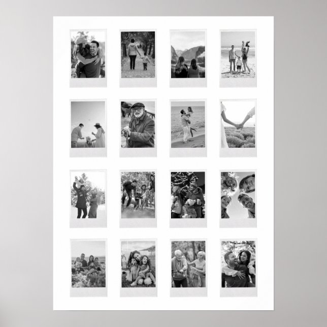 Svart och vit direktfilm 16 fotokollage poster (Framsidan)