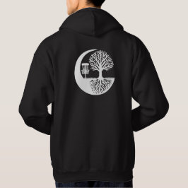 Svart och vit Disc Golf och träd rötter Hoodie