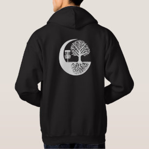 Svart och vit Disc Golf och träd rötter Hoodie