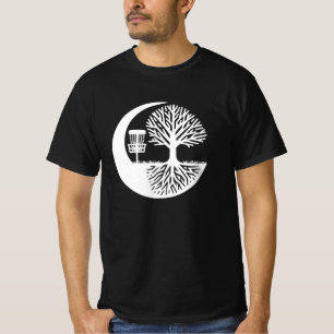 Svart och vit Disc Golf och träd rötter T Shirt