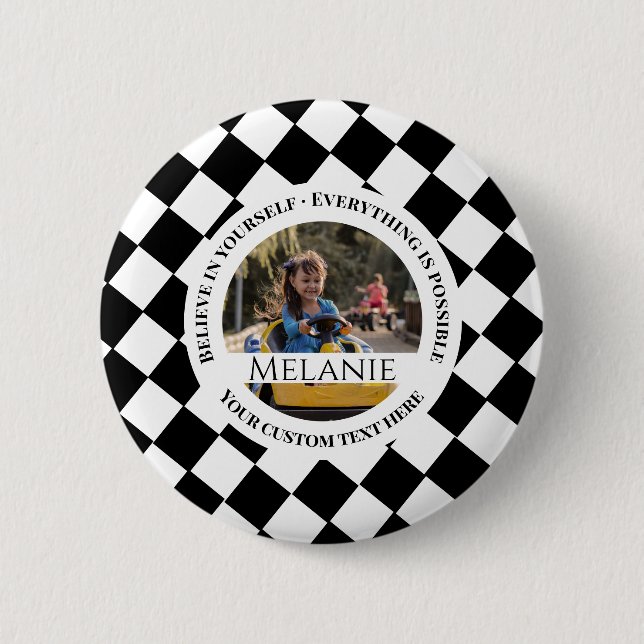 Svart och vit djärv motivation knapp (Framsida)