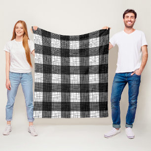 Svart och vit djärv rutig pläd-design fleecefilt