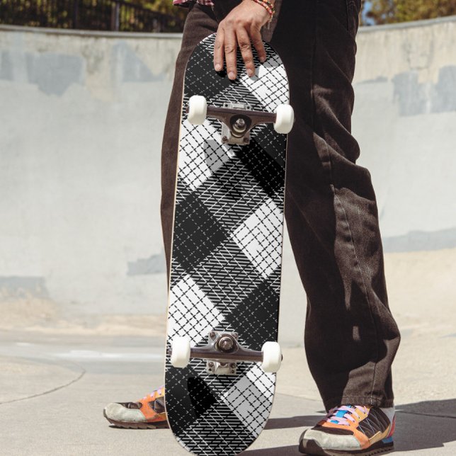 Svart och vit djärv rutig pläd-design  mini skateboard bräda 18,5 cm (Skapare uppladdad)