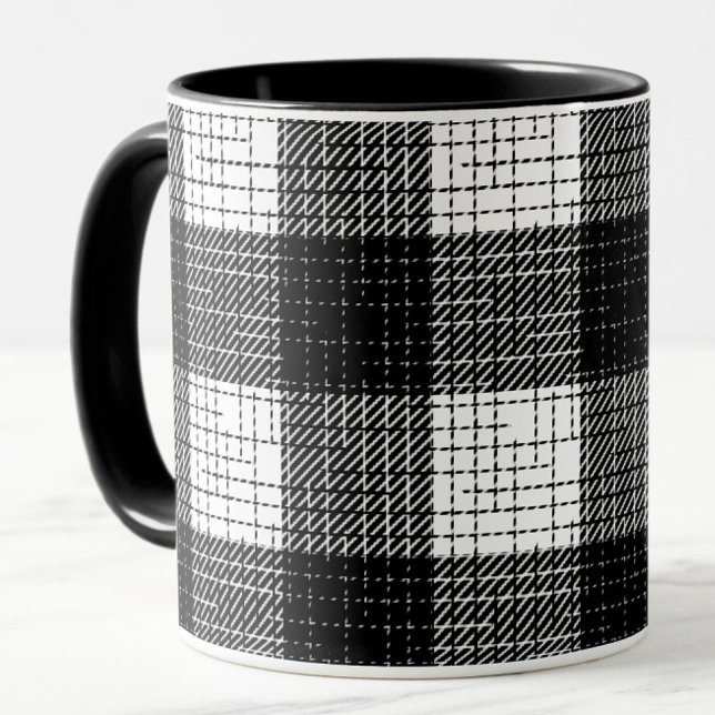 Svart och vit djärv rutig pläd design mugg (Skapare uppladdad)